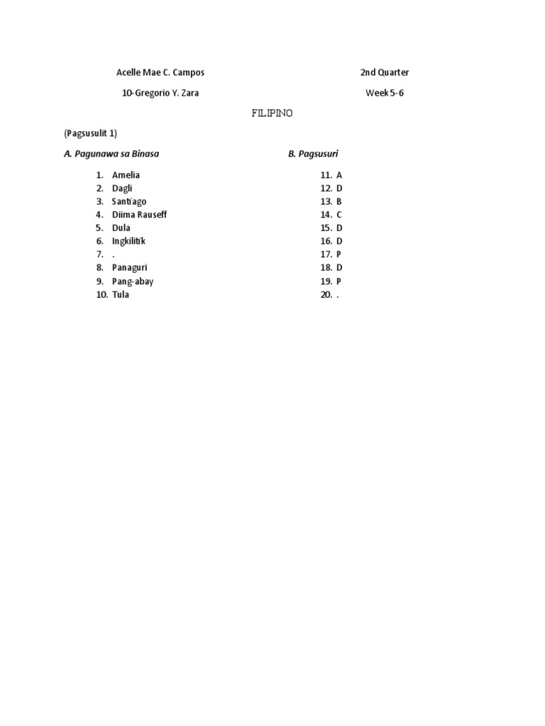 Filipino Pagsusulit | PDF