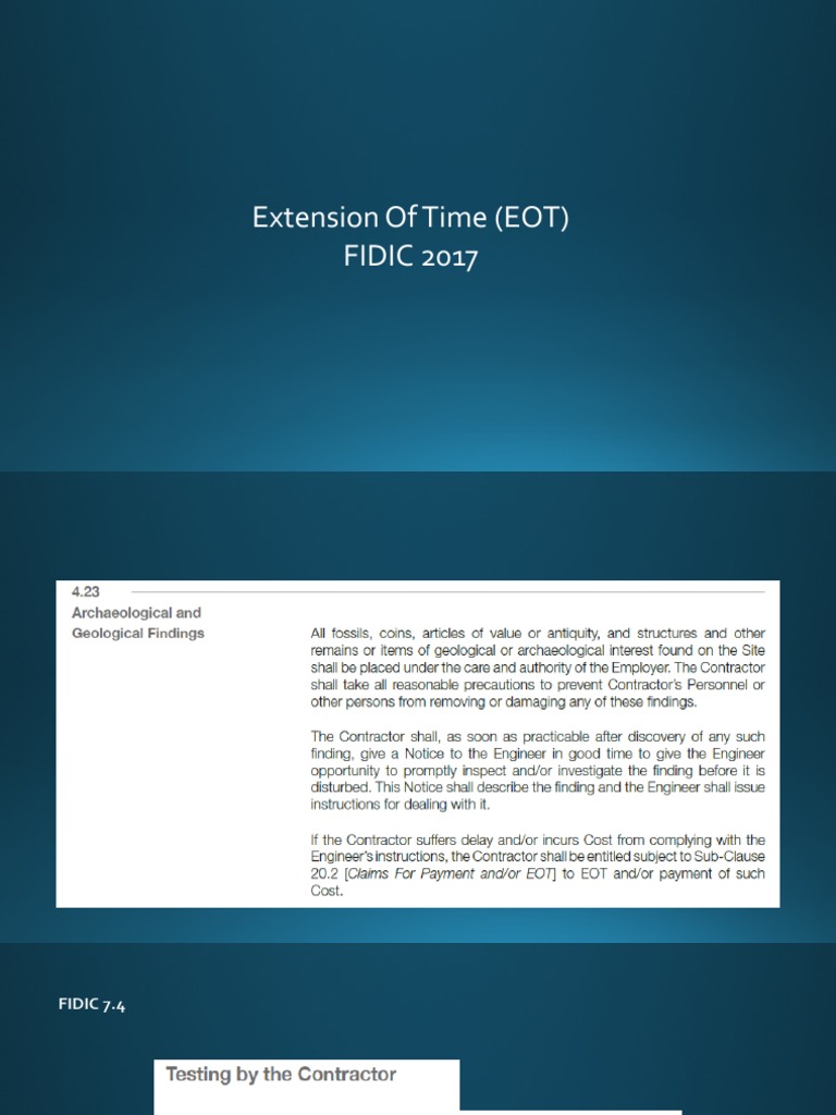 Extension of Time (EOT) FIDIC 2017 | PDF | Finance & Money Management