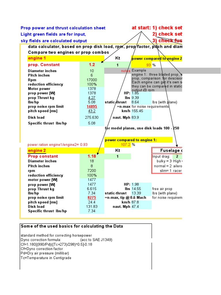 Prop Power and Thrust Calculation Sheet A Comprehensive Tool for