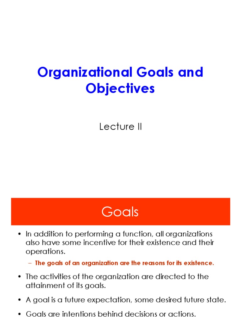 Organizational Goals and Objectives PDF Goal Swot Analysis