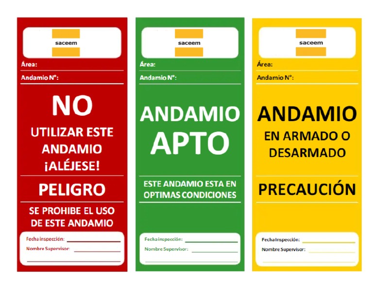 Tarjetas de Andamios | PDF