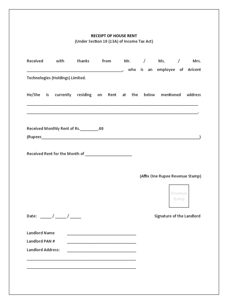 House Rent Receipt Format PDF Public Finance Government