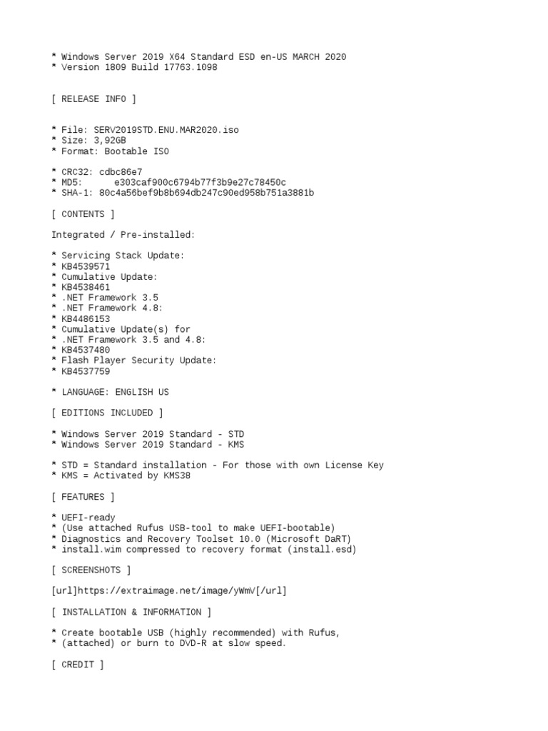 Windows Server 2019 Standard ESD March 2020 | PDF | Computers ...