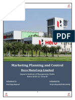 Marketing Planning and Control: Hero Motocorp Limited