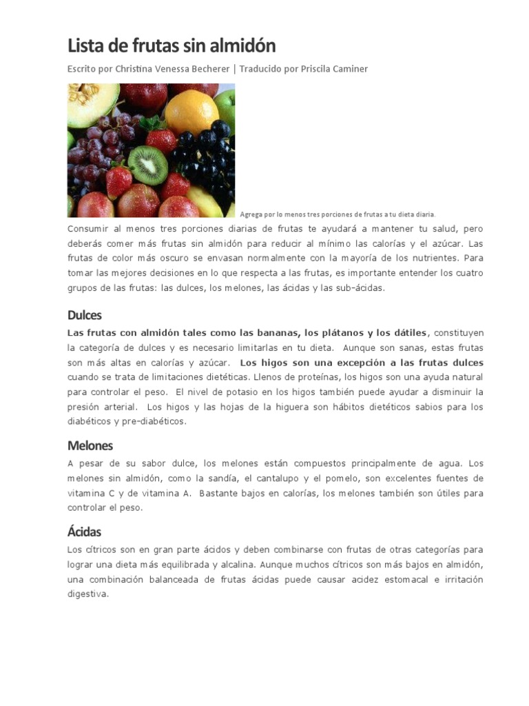 Vegetales Comunes Sin Almidón | PDF | Vegetales | Dieta