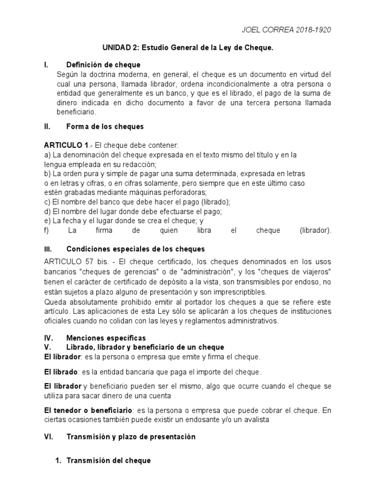 Derecho Comercial | PDF | Cheque