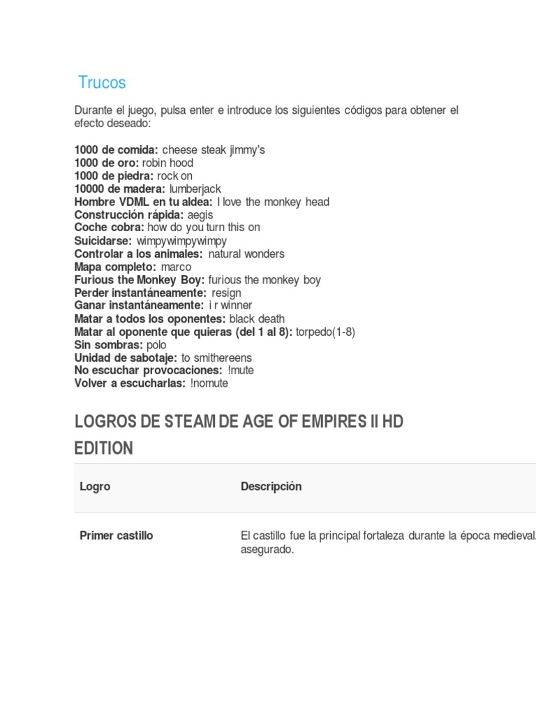 Truco Age of Empires 2 HD Edition PDF Conquistador imperio Otomano