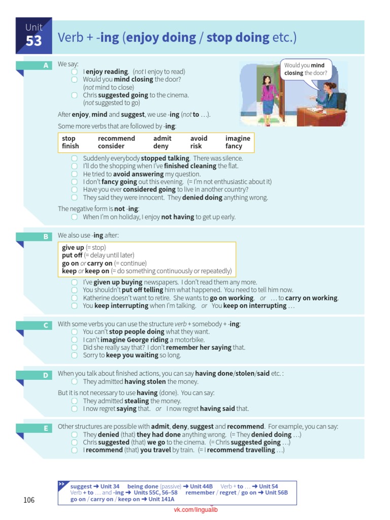 Verb Patterns: Enjoy, Stop, Suggest | PDF | Question