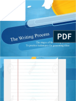 The Writ Ing Proce SS: The Stages of The Writing Process To Practice Techniques For Generating Ideas