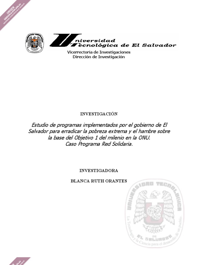 Programas para Erradicar la Pobreza en El Salvador | PDF | Pobreza ...