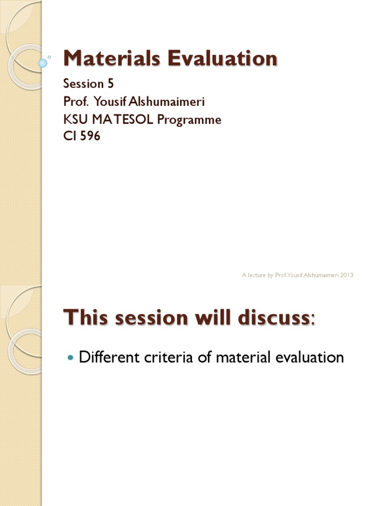 Material Evaluation PDF Evaluation Learning