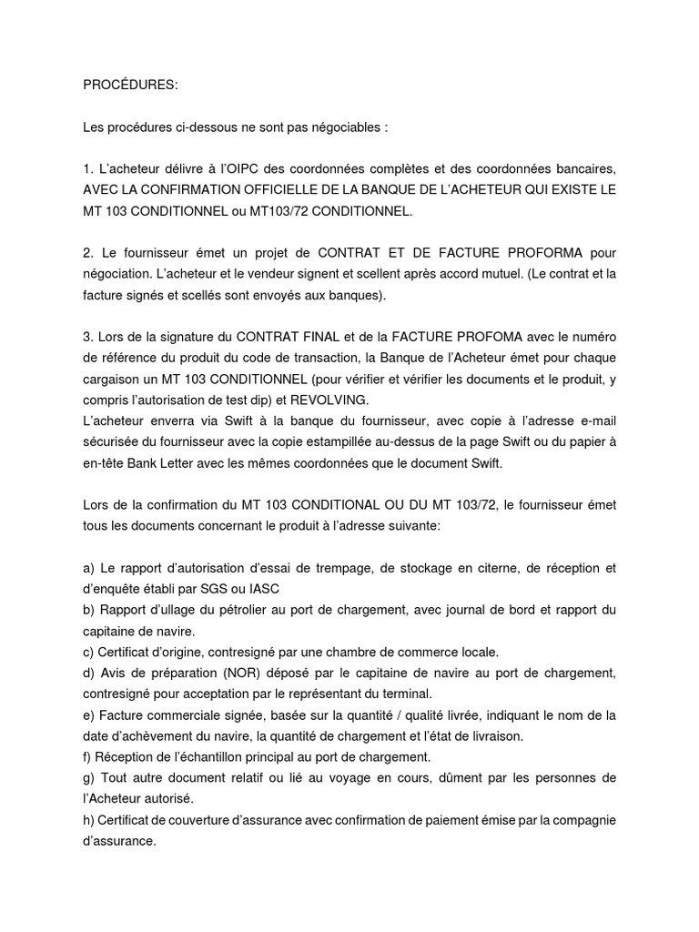 Procedure Mt103 72 | PDF | Banques | Facture