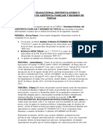 ACUERDO TRASACCIONAL DESVINCULATORIO Y COMPROMISO DE ASISTENCIA FAMILIAR Y REGIMEN DE VISITAS Ronald Ortiz Teran - Yobana Gutierrez Montaño