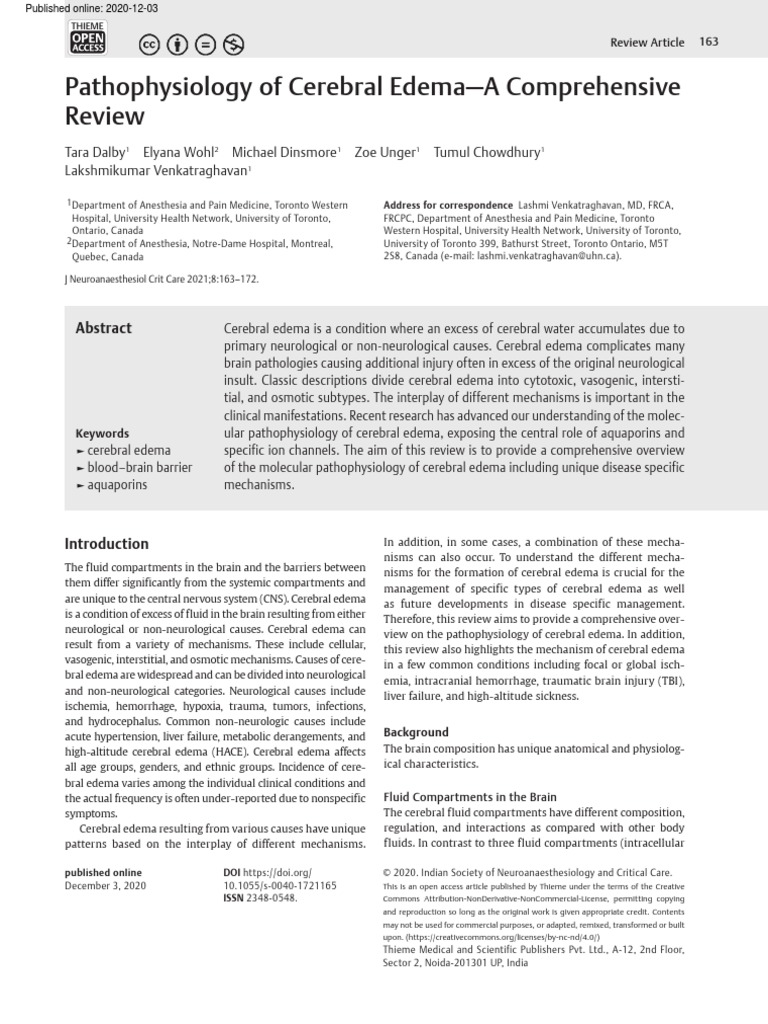 Pathophysiology of Cerebral Edema | PDF | Ischemia | Cerebrospinal Fluid