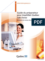 Guide Du Préparateur Pour Impôtnet Québec: Codes D'Erreur