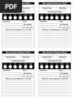 Mere Anarchy Character Sheets (x4)
