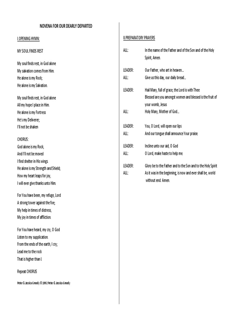 Novena For Our Dearly Departed Pdf Jesus God The Father