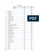 Price List: # Item Name Unit Price