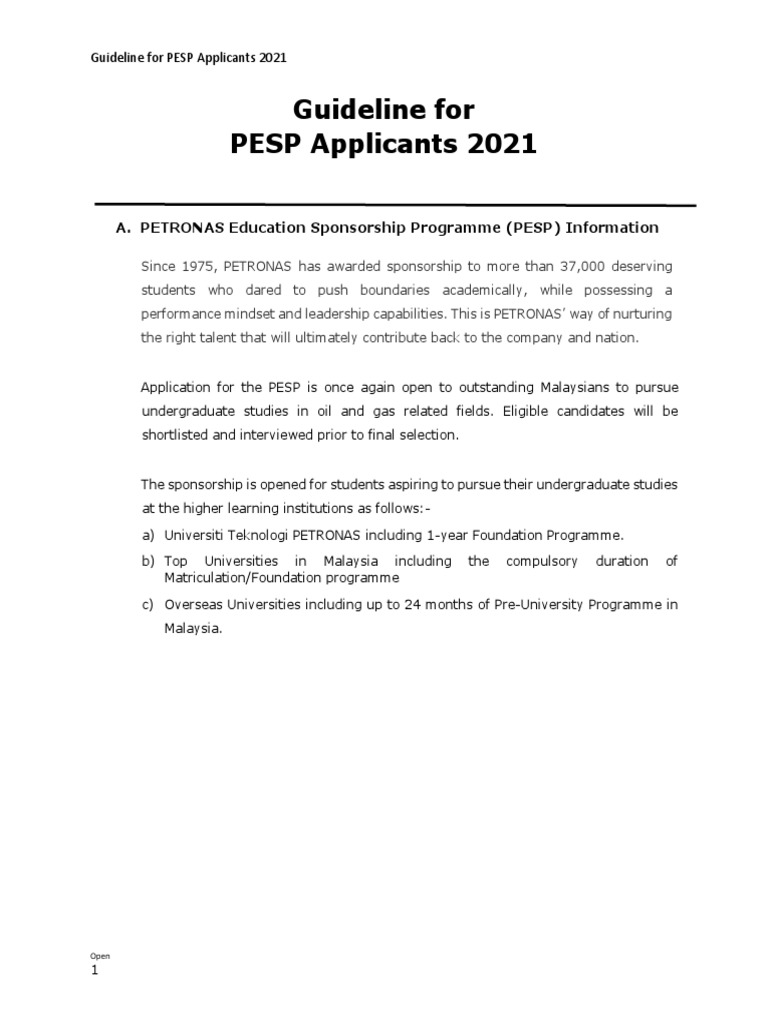 PESP Scholarship Application Guidelines 2021 | PDF | Password | Engineering