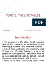 Topic 3: The Life Tables: Course Instructor: MR. O.KIGAHE