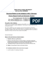Structure/Pattern of The Syllabus of M.A. (German) Choice Based Credit and Semester System