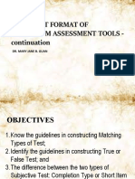 Types of Assessment Tools Part II - TF, Matching Type, Essay