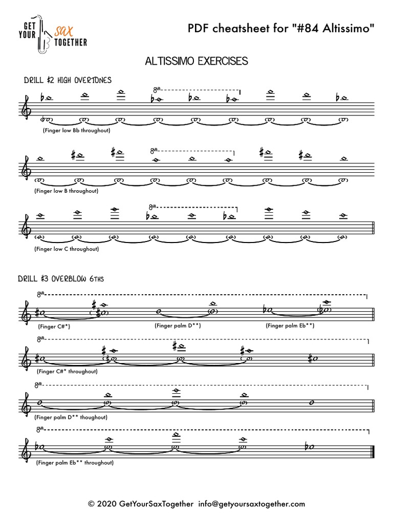 Altissimo Get Your Sax Together PDF Musical Techniques Music Theory