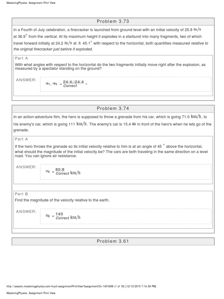 Physics Problem Set: Projectile Motion & Forces | PDF | Rotation Around ...
