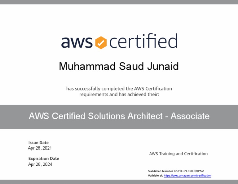 AWS Certified Solutions Architect - Associate Certificate | PDF ...