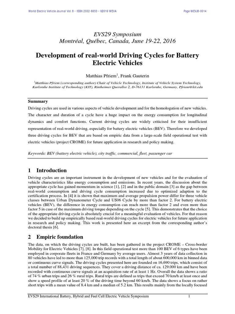 Development of RealWorld Driving Cycles For Battery Electric Vehicles