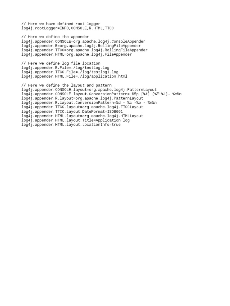 Log4j Configuration Guide | PDF