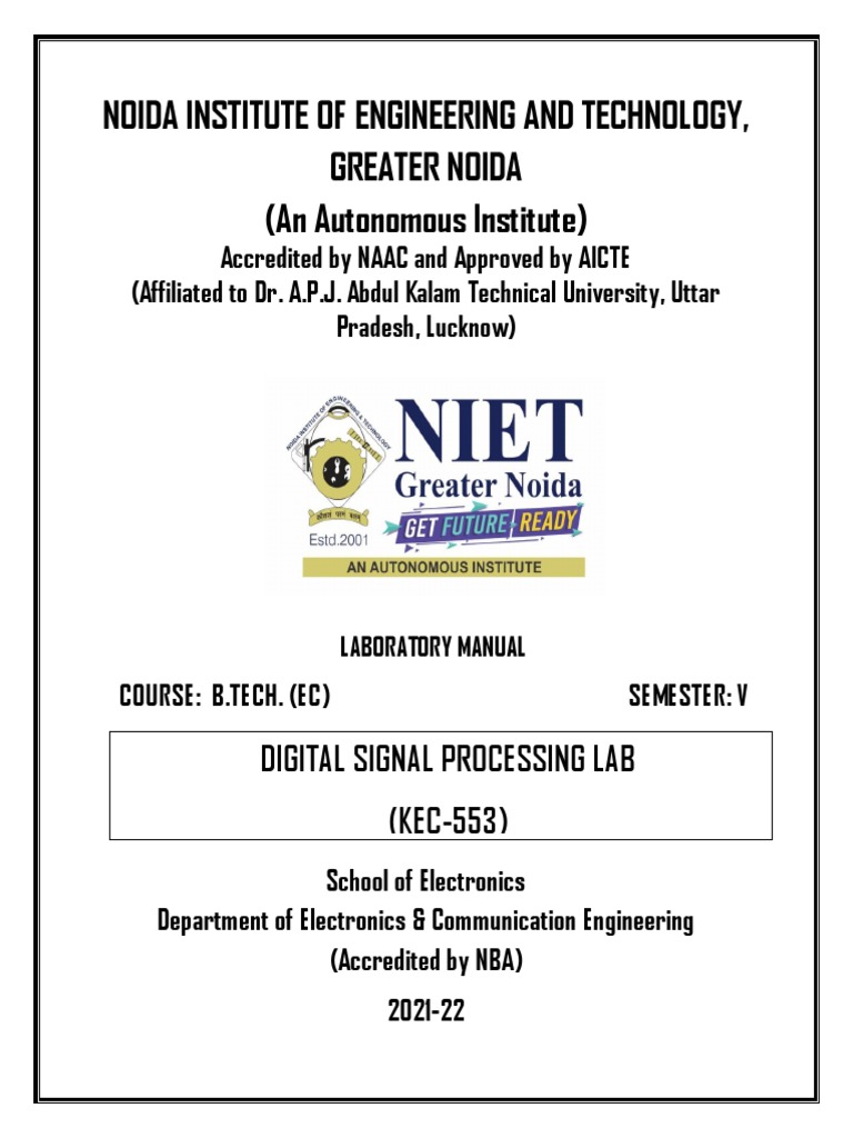 DSP Lab Manual for ECE 5th Semester | PDF | Discrete Fourier Transform ...