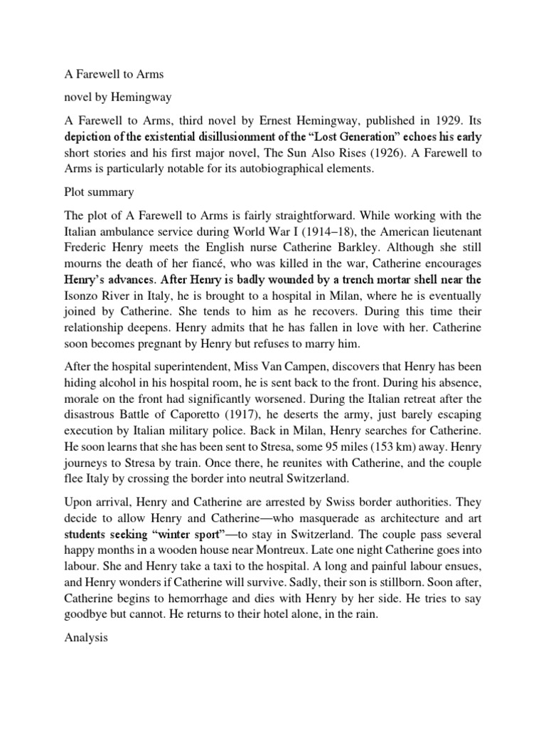 A Farewell To Arms PDF