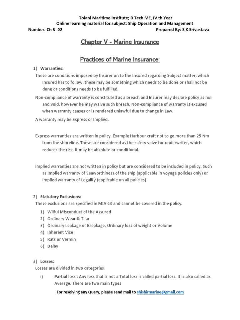 Understanding Marine Insurance Deductibles | PDF | Insurance | Deductible