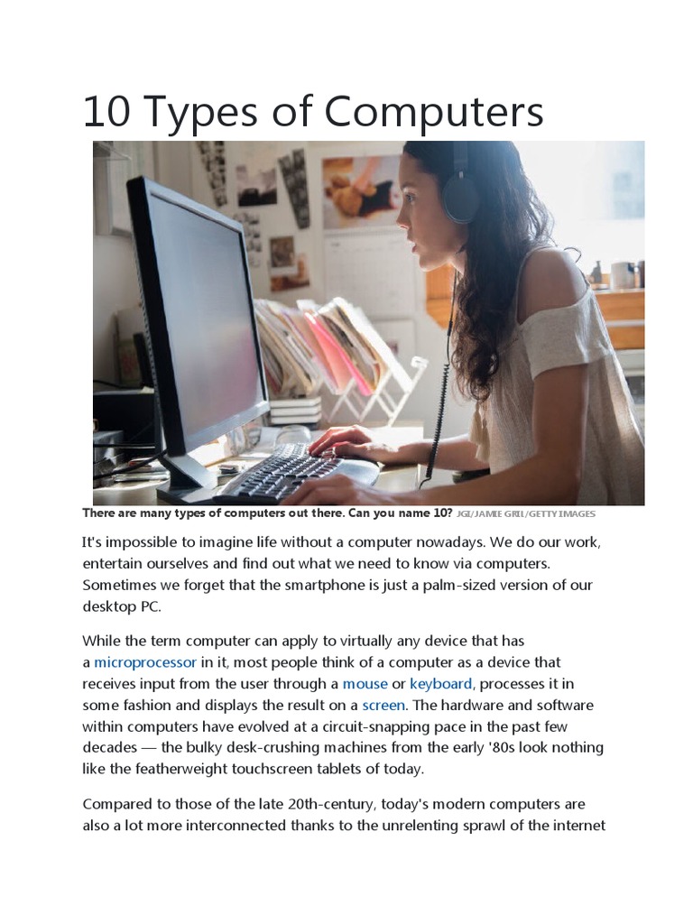 10 Types of Computers Explained | PDF | Personal Computers | Personal ...