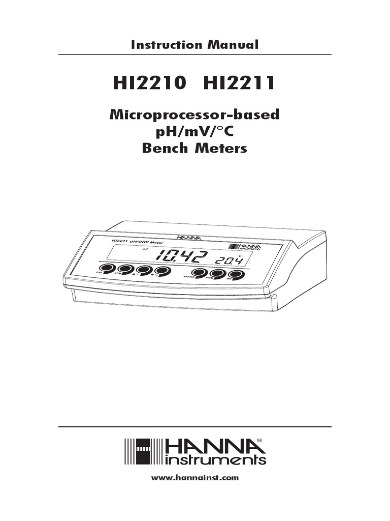 HI2210 HI2211: Microprocessor-Based pH/mV/°C Bench Meters | PDF | Ph ...