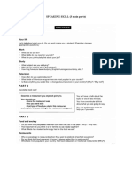 SPEAKING SKILL (3 Main Parts) Sample of Speaking Test