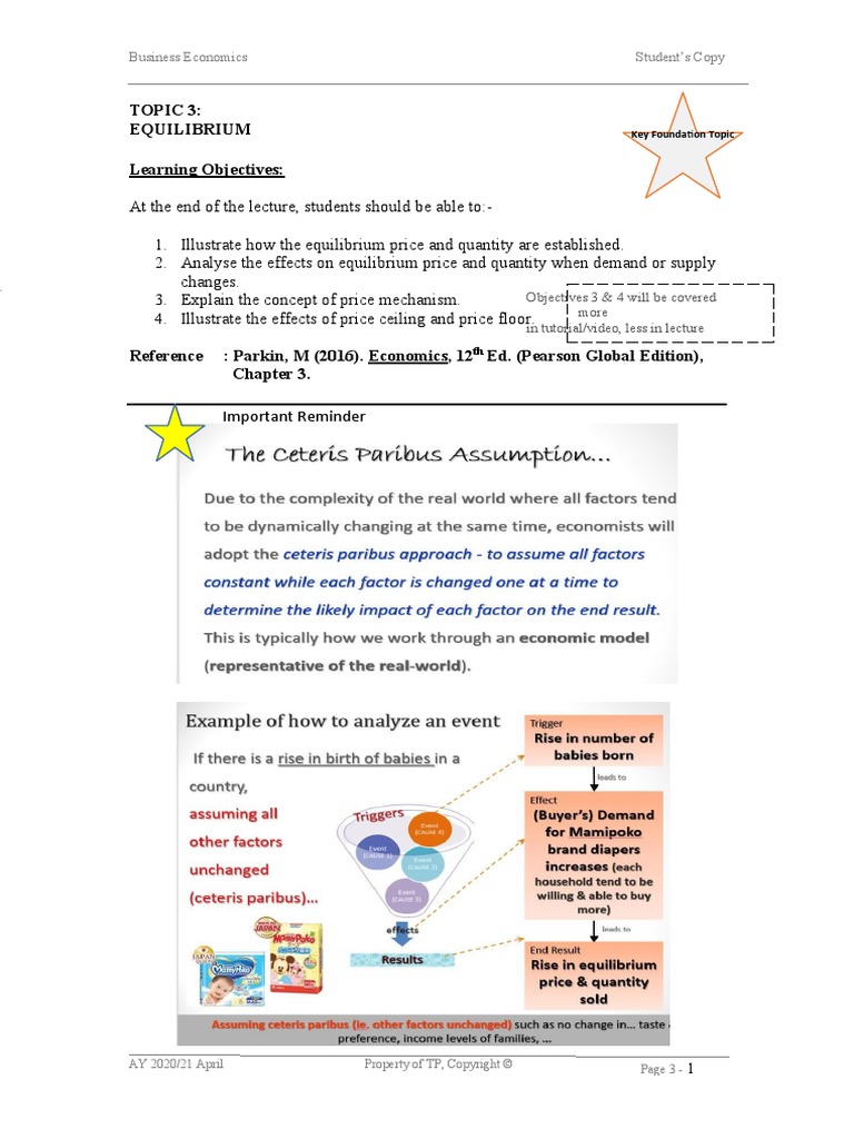 3f Demand and Supply Equilibrium (Part 2) Student's | PDF | Economic ...