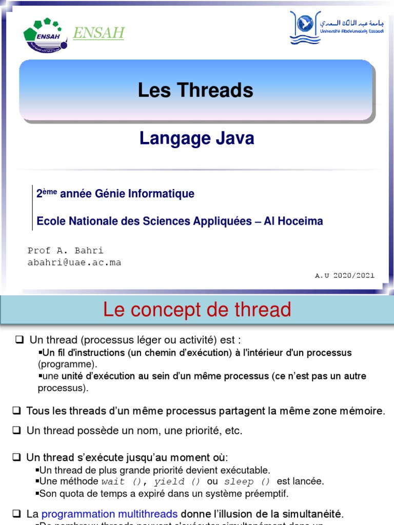Les Threads PDF Thread (informatique) Java (Langage de programmation)