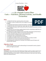 Grade 2 Sample Lesson Plan: Unit 1 - Nutrition, Physical Activity, and Health Promotion