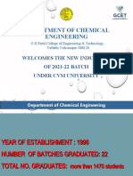 Department of Chemical Engineering: Welcomes The New Inductees OF 2021-22 BATCH Under CVM University