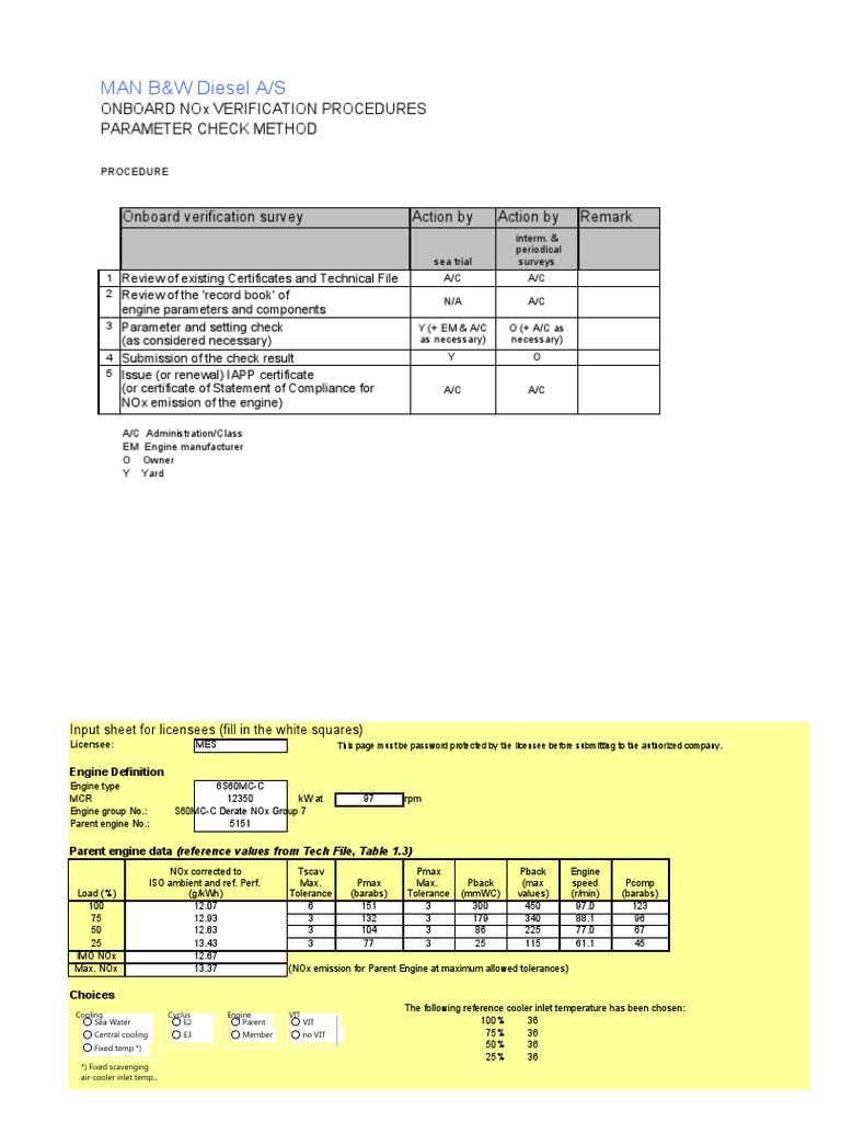 NOx Verification Procedures for 6S60MC-C | PDF | N Ox | Engines