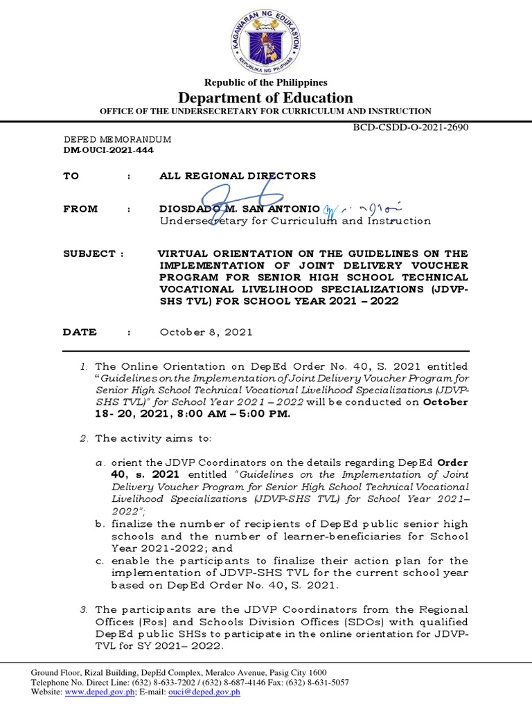 Department of Education: Deped Memorandum | PDF