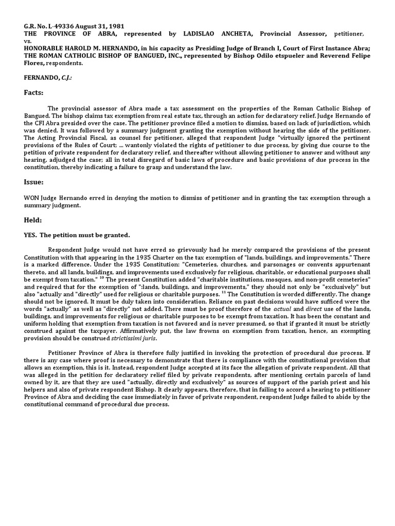 Abra Vs Hernando Digest PDF Summary Judgment Declaratory Judgment