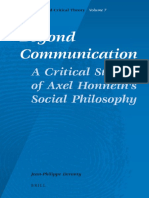(Social and Critical Theory_ a Critical Horizons Book Series 7) Jean-Philippe Deranty - Beyond Communication_ a Critical Study of Axel Honneth's Social Philosophy -Brill (2009)