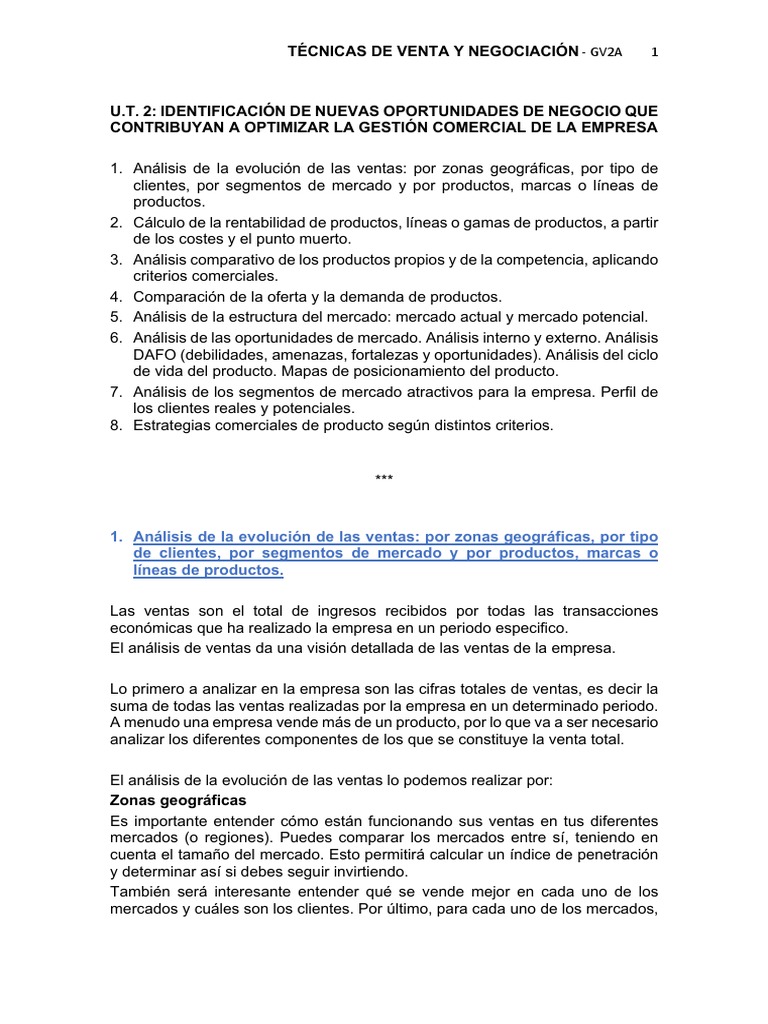 Técnicas de Venta y Negociación GV2A | PDF | Análisis FODA | Marketing