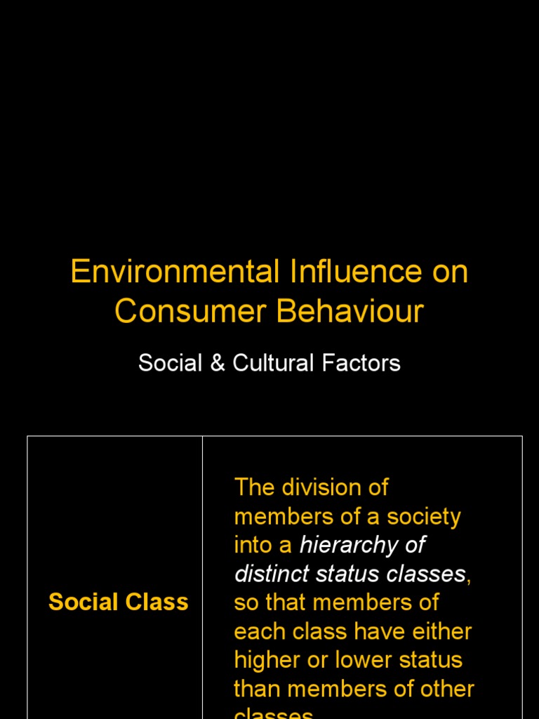 Environmental Influence On Consumer Behaviour Social & Cultural Factors ...