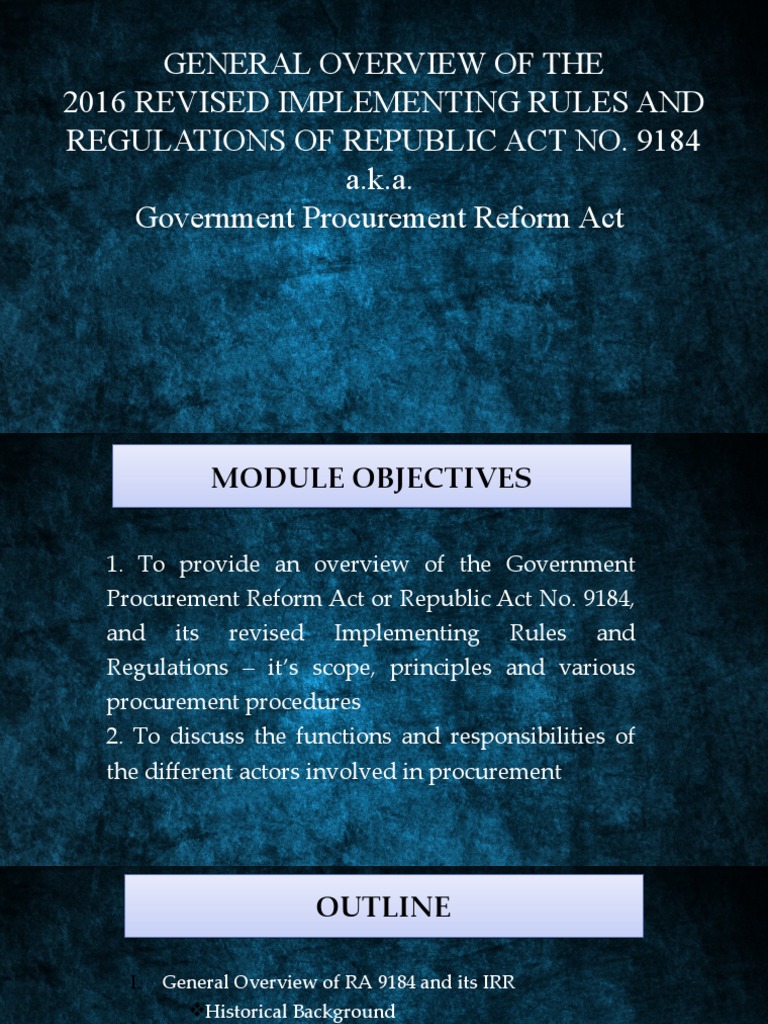 Overview of RA 9184 Procurement Rules | PDF | Procurement | Joint Venture