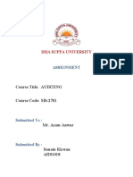 Dha Suffa University: Course Title: AUDITING Course Code: MS-2701