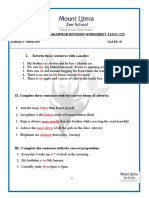 Pre Annual Grammar Revision Worksheet 2021-22 Answer Key